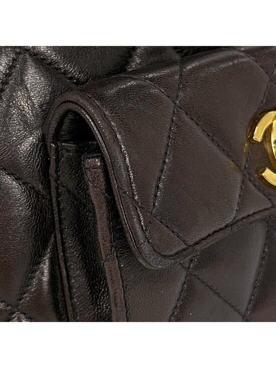 Chanel CC Logo Chain Backpack Quilted Leather Black main image 13